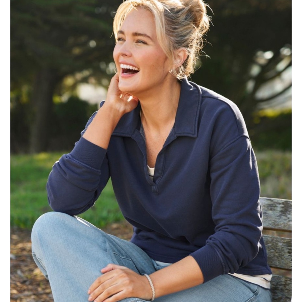 LL Bean Women's Sunwashed Sweats, Splitneck Polo